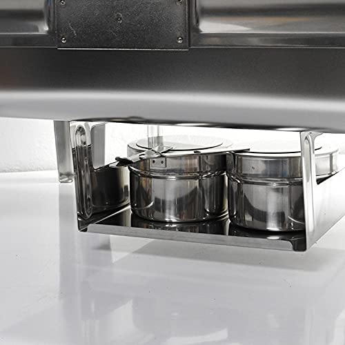 Shoppers Hub PNQ Heavy Duty Food Grade Stainless Steel Matt Finish Round ChefingChafing Dish with Roll Top Lid and Hydraulic Hinges for Soft Closing and Gel Based Burner Container for Heating Purposes for Ideal Use in Buffets Hotels Restaurants and Catering Purposes Container Capacity 6 Litres Approx  - Image 3
