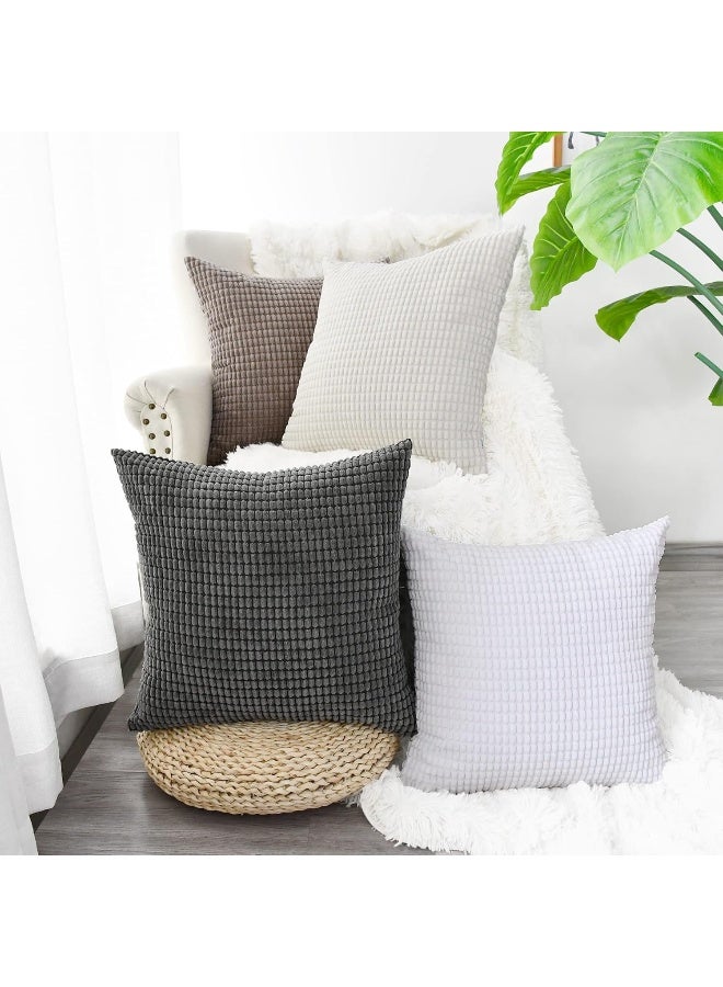 CaliTime CaliTime Throw Pillow Covers Pack of 2 Comfy Corduroy Corn Striped Waffle Decorative Cushion Cases for Couch Sofa Bed Farmhouse 26 X 26 Inches Medium Grey  - Image 5