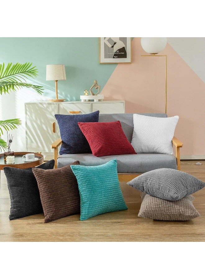 CaliTime CaliTime Throw Pillow Covers Pack of 2 Comfy Corduroy Corn Striped Waffle Decorative Cushion Cases for Couch Sofa Bed Farmhouse 26 X 26 Inches Medium Grey  - Image 3