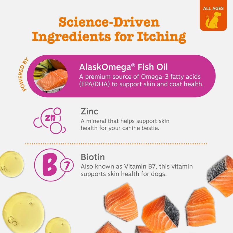 Zesty Paws Itch Relief for Dogs - Chews for Itching Skin & Coat - Omega-3 Fish Oil with EPA & DHA - Dog Allergy Relief Chews Supplement - Vitamin C & E Antioxidant Support - Chicken Flavor - 90 Count - Image 2