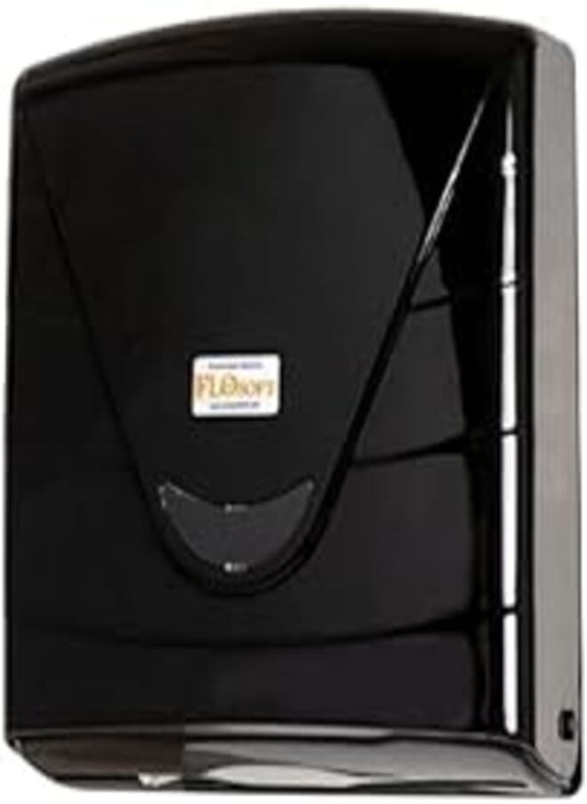 Generic - Flosoft Plastic Paper Towel Dispenser Wall Mount, Holds 300 Z-Fold Paper, Commercial Hand Towels Dispenser for Bathroom/Restroom, Office, Shop or Home, Black - Image 1