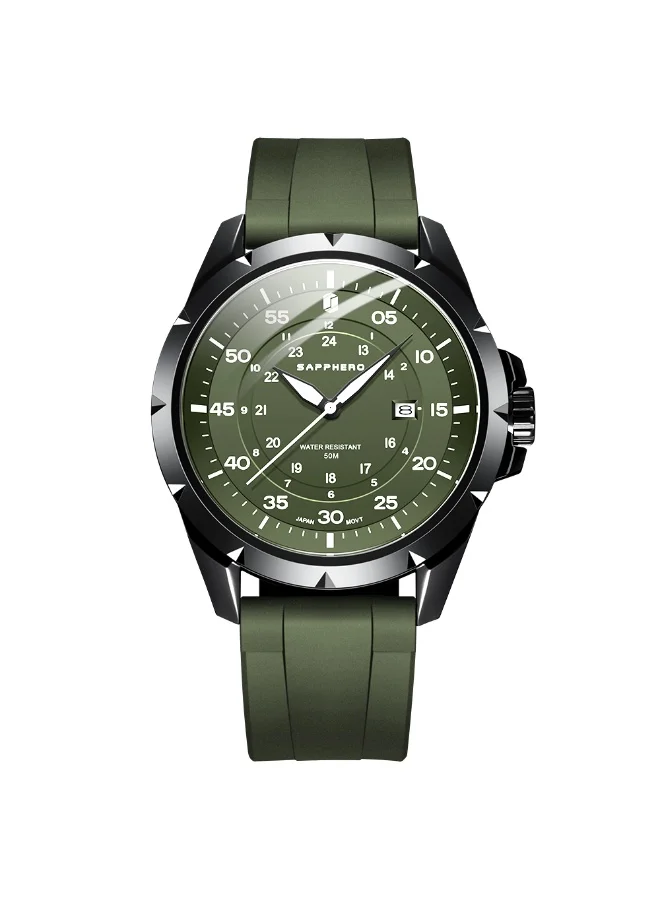 Sapphero  SAPPHERO Men's Silicone Waterproof Watch 5ATM Japanese Quartz Movement Stainless Steel Case Men's Watch Date Design Sport Casual Business Best Gift for Men for Men | Best Price UAE