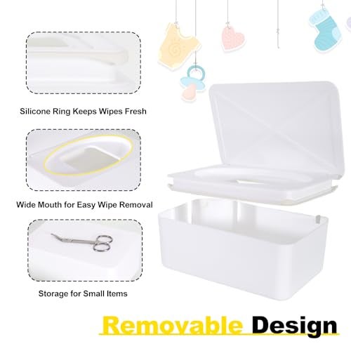 Eiszhjk Wipes Dispenser Compatible with Huggies, Refillable Wipe Holder, Flushable Wipes Container with Sealing Design Lid, Keeps Wipe Fresh and Clean, Non-Slip, Easy to Pull Out, for Home, Car, Bathroom - Image 3