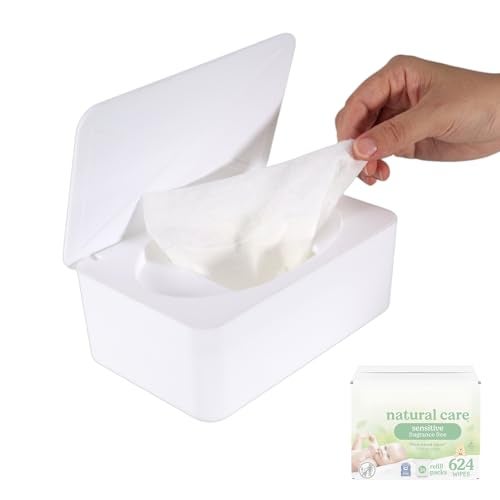 Eiszhjk Wipes Dispenser Compatible with Huggies, Refillable Wipe Holder, Flushable Wipes Container with Sealing Design Lid, Keeps Wipe Fresh and Clean, Non-Slip, Easy to Pull Out, for Home, Car, Bathroom - Image 1