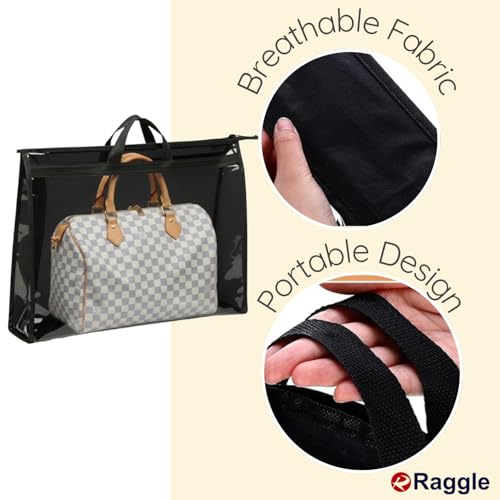 Raggle 4 PCS Foldable Hanging Handbag Organizer for Women | Transparent Purse Cover Storage Organizer for Wardrobe, Closet with Zipper Closure (Black, Purse Bag 4 pcs) - Image 4