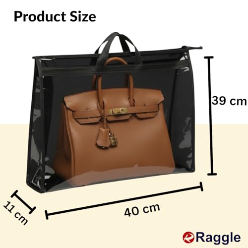 Raggle 4 PCS Foldable Hanging Handbag Organizer for Women | Transparent Purse Cover Storage Organizer for Wardrobe, Closet with Zipper Closure (Black, Purse Bag 4 pcs) - Image 2