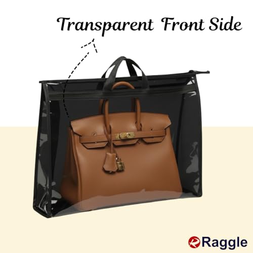 Raggle 4 PCS Foldable Hanging Handbag Organizer for Women | Transparent Purse Cover Storage Organizer for Wardrobe, Closet with Zipper Closure (Black, Purse Bag 4 pcs) - Image 3