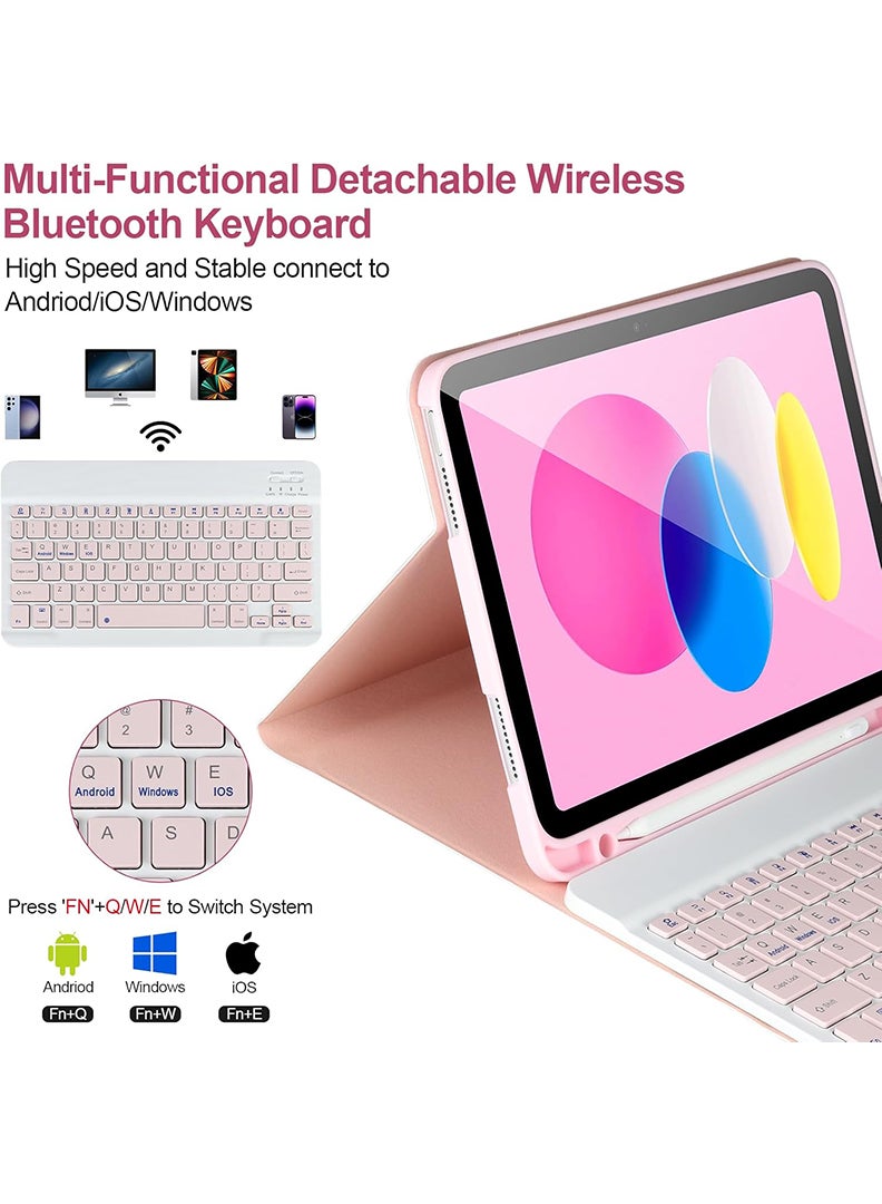 Theodor iPad Air 11 Inch Case with Keyboard (M3/M2, 2025/2024) & iPad Pro 11/Air 5th/4th Gen KeyboardWireless Magnetically Detachable Case , Auto Sleep/Wake -Pink - Image 3