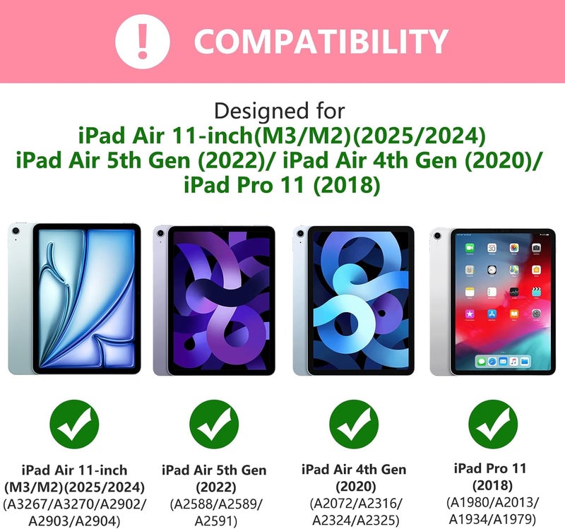 Theodor iPad Air 11 Inch Case with Keyboard (M3/M2, 2025/2024) & iPad Pro 11/Air 5th/4th Gen KeyboardWireless Magnetically Detachable Case , Auto Sleep/Wake -Pink - Image 2