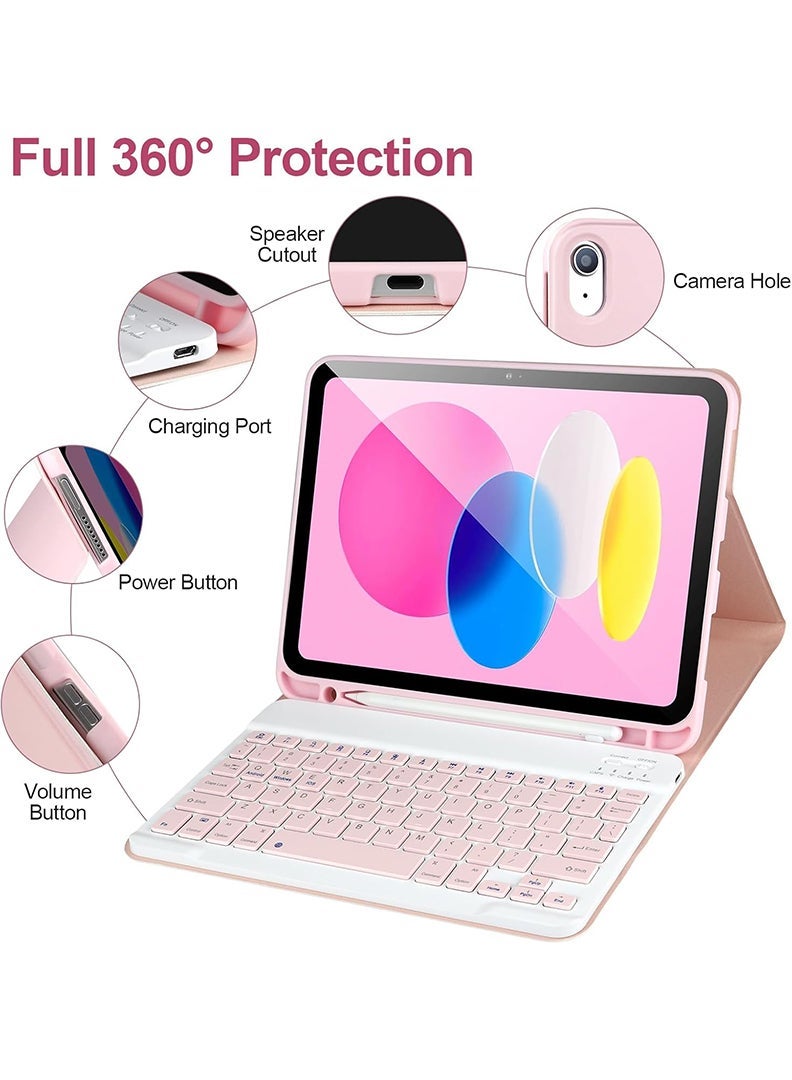 Theodor Wireless Keyboard Case for iPad Air 11 Inch (M4 2026/ M3 2025/ M2 2024) Magnetically Detachable Pencil Holder Case , Auto Sleep/Wake -Pink - Image 3