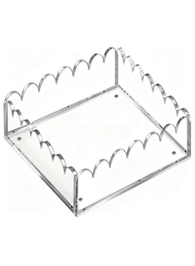 Quincry Acrylic Trays for Display,Scalloped Magnetic Tray with Changeable Photo Inserts,Scalloped Acrylic Picture Frame, 8x8in (8"x 8") - Image 2