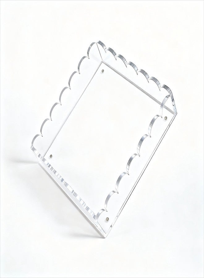 Quincry Acrylic Trays for Display,Scalloped Magnetic Tray with Changeable Photo Inserts,Scalloped Acrylic Picture Frame, 8x8in (8"x 8") - Image 5