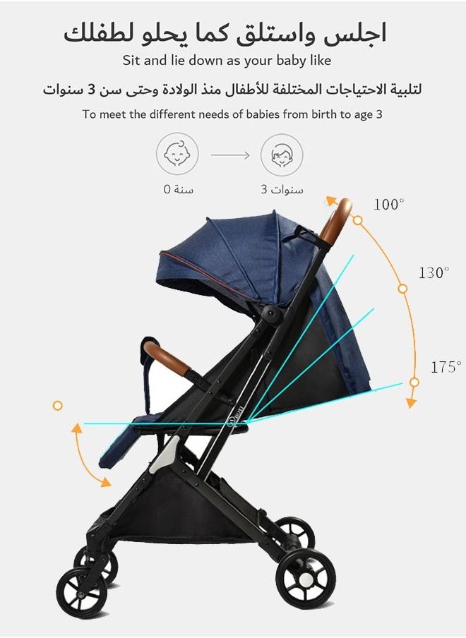 hibobi - Lightweight newborn babyTravel Stroller foldable, reclining and sitting with basket, can go on the plane - Image 1