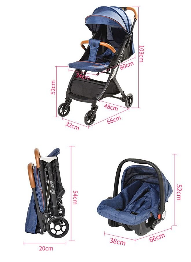 hibobi - Lightweight newborn babyTravel Stroller foldable, reclining and sitting with basket, can go on the plane - Image 1