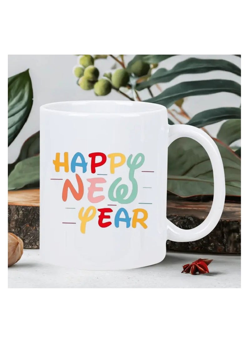 RYN Happy New Year 2025 Ceramic Coffee Mug - Reusable, Insulated, Perfect for Coffee Lovers, Men & Women White - Image 1