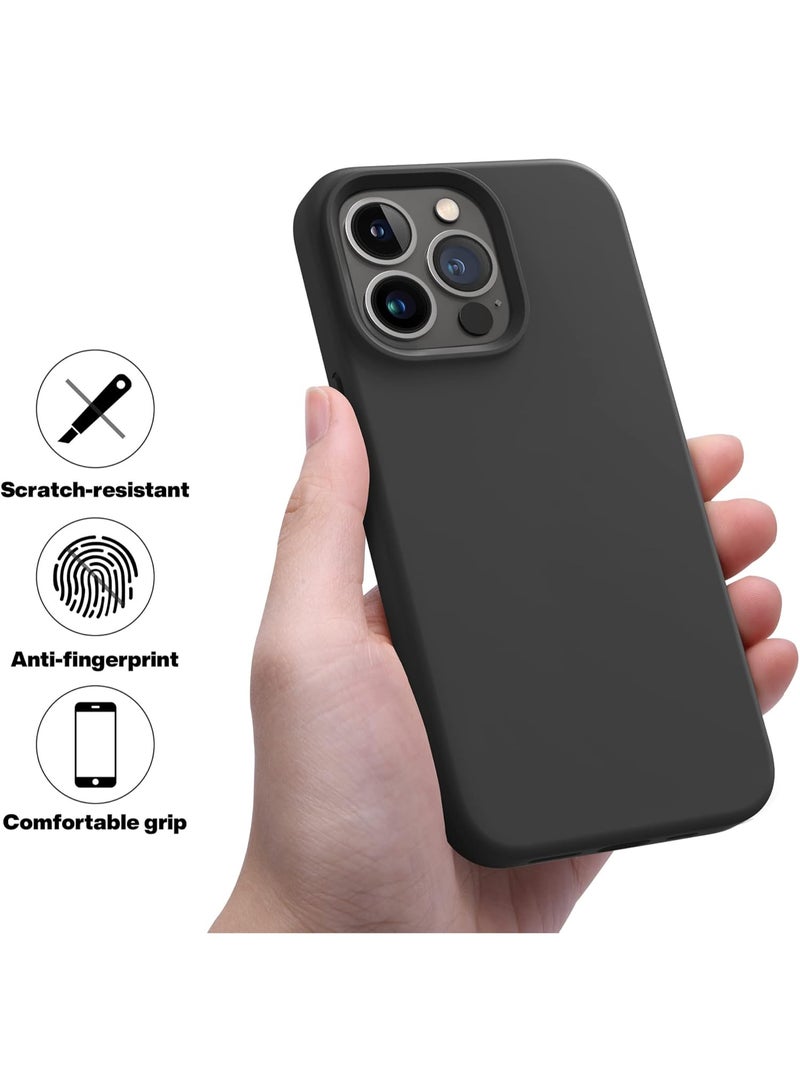 جراب متوافق مع iPhone 13 Pro مقاس 6.5 بوصة، جراب هاتف نحيف من السيليكون السائل مكون من 4 طبقات من المطاط الهلامي الناعم المقاوم للصدمات مع بطانة من الألياف الدقيقة المضادة للخدش (أسود) - Image 2