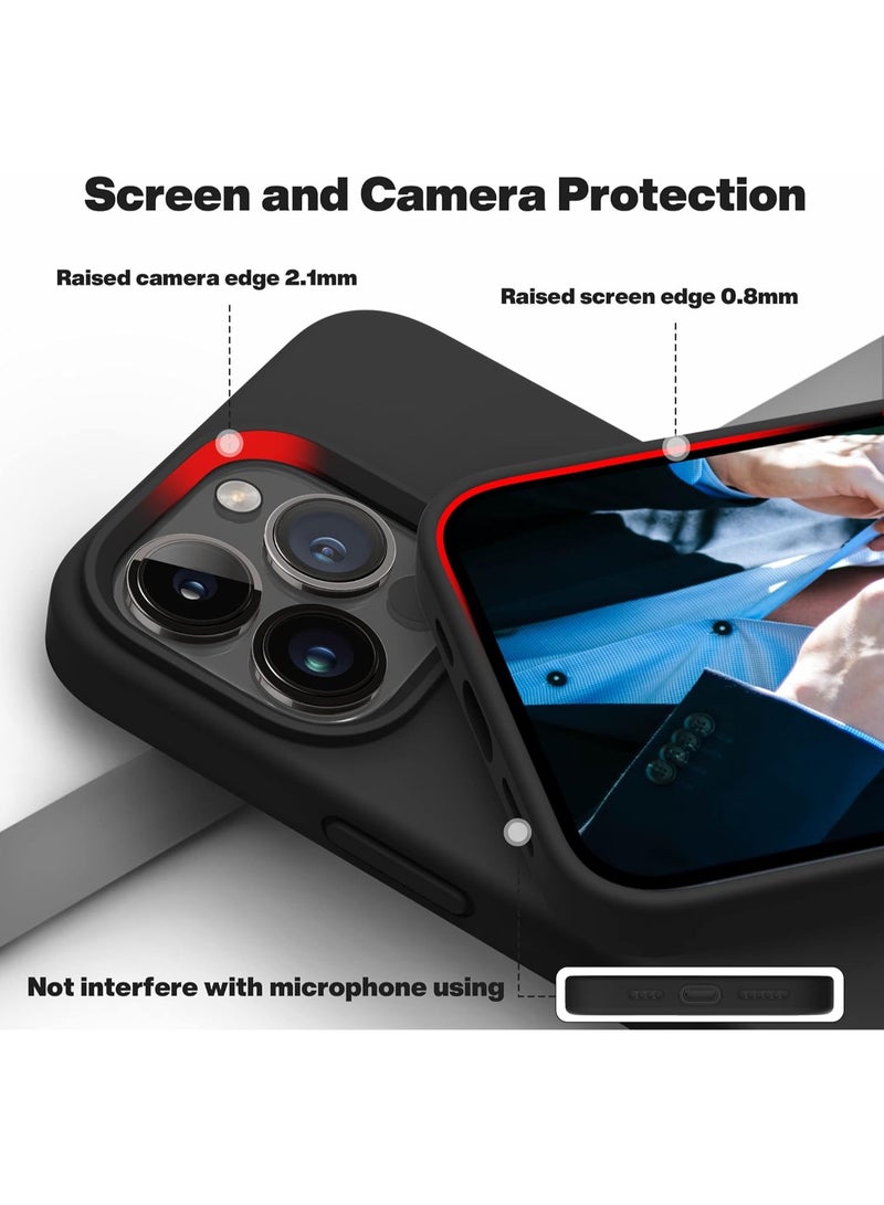 جراب متوافق مع iPhone 13 Pro مقاس 6.5 بوصة، جراب هاتف نحيف من السيليكون السائل مكون من 4 طبقات من المطاط الهلامي الناعم المقاوم للصدمات مع بطانة من الألياف الدقيقة المضادة للخدش (أسود) - Image 4