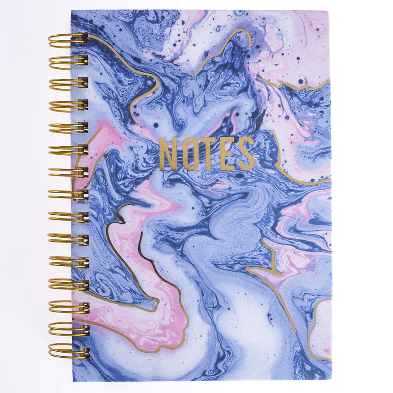 Graphique Blush & Blue Marble Hard Bound Journal, 160 Ruled Pages, Colorful Marble"Notes" Message Cover Embellished w/Gold Foil, 6.25" x 8.25" x 1" - Image 1