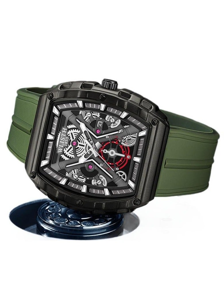 WLISTH WLISTH Wristwatch Men Watches Fashion Multifunction Wristwatch Abrastion Resistant Glass Display Chronograph Calendar Date Watches  - Image 3