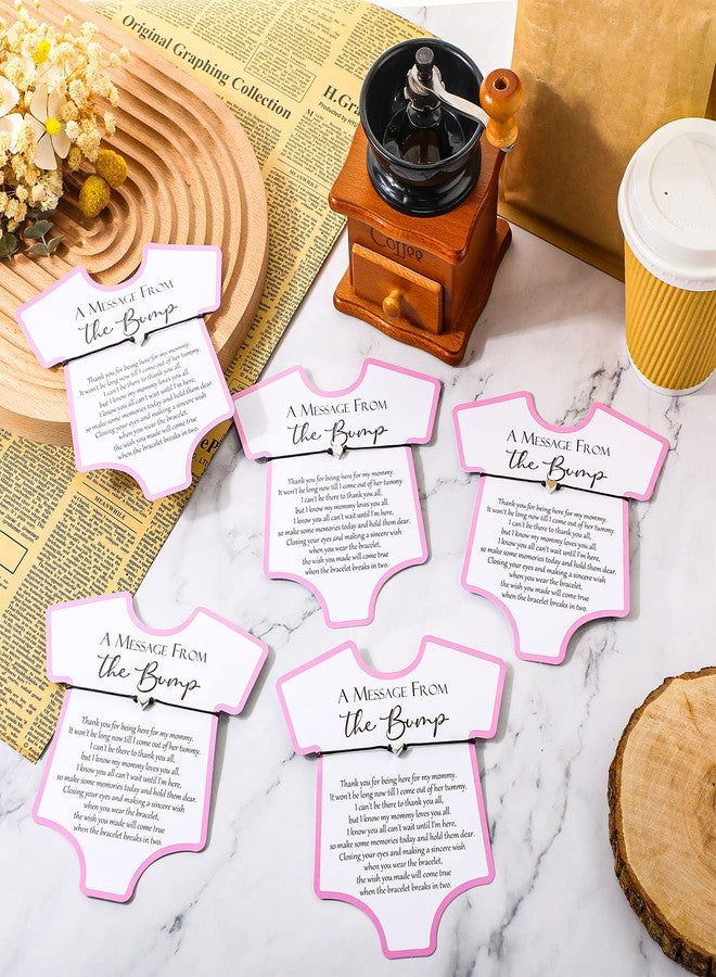 تشوانغ دي مجموعة تشوانغدي المكونة من 50 مجموعة هدايا لحفلات استقبال المولود الجديد، أساور على شكل قلب لطيفة وأساور على شكل بطاقات أمنيات كهدايا لحفلات الكشف عن جنس المولود (لون وردي، تصميم بسيط). - Image 4