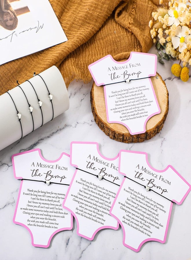 تشوانغ دي مجموعة تشوانغدي المكونة من 50 مجموعة هدايا لحفلات استقبال المولود الجديد، أساور على شكل قلب لطيفة وأساور على شكل بطاقات أمنيات كهدايا لحفلات الكشف عن جنس المولود (لون وردي، تصميم بسيط). - Image 3