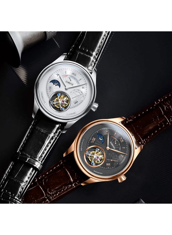 LOBINNI Leather Tourbillion Wristwatches For Men  41mm - Image 5