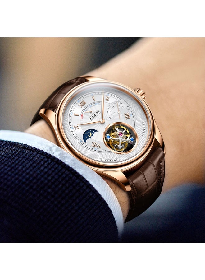 LOBINNI Leather Tourbillion Wristwatches For Men  41mm - Image 3