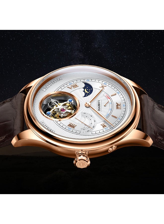 LOBINNI Leather Tourbillion Wristwatches For Men  41mm - Image 4