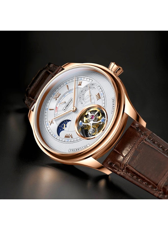 LOBINNI Leather Tourbillion Wristwatches For Men  41mm - Image 2