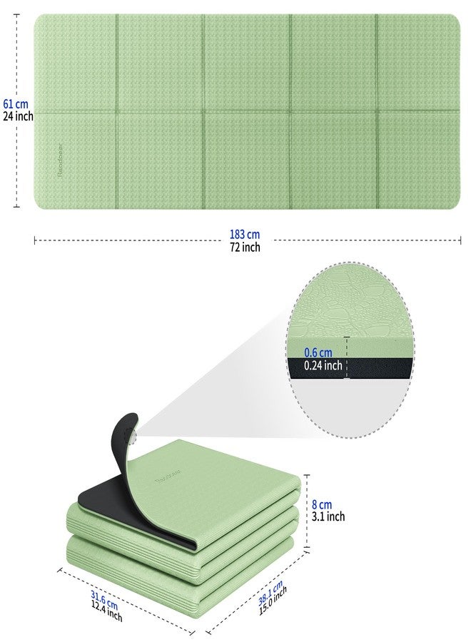 Readaeer Foldable Yoga Mat for Travel Folding Yoga Mat 6mm Thick with Carrying Bag, Non-Slip TPE Exercise Pilates Mat for 72" L x 24" W x 0.24 Inch (Green) - Image 3