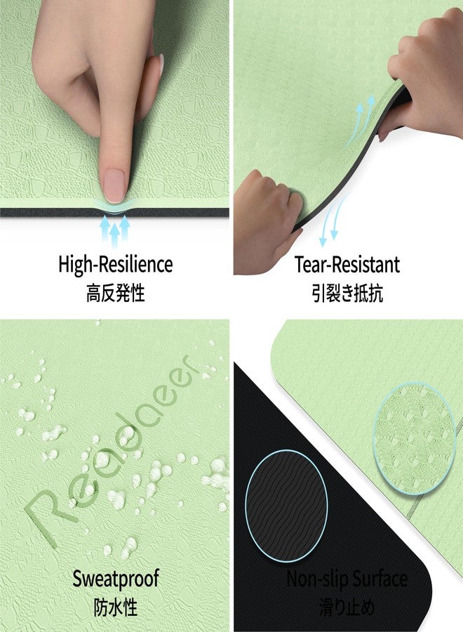 Readaeer Foldable Yoga Mat for Travel Folding Yoga Mat 6mm Thick with Carrying Bag, Non-Slip TPE Exercise Pilates Mat for 72" L x 24" W x 0.24 Inch (Green) - Image 2