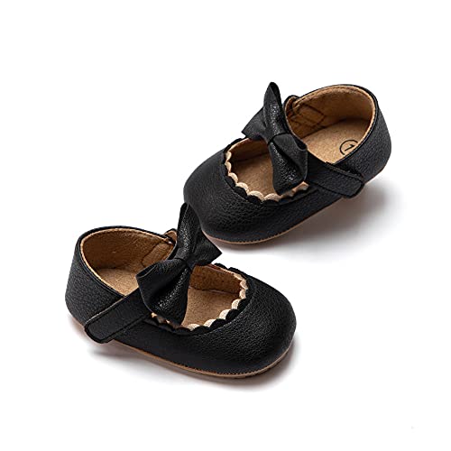 Meckior Infant Baby Girls Bowknot Mary Jane Flats Shoes Toddler Princess Wedding Dress Shoe Newborn Soft Rubber Sole Crib Sneaker Shoes - Image 1