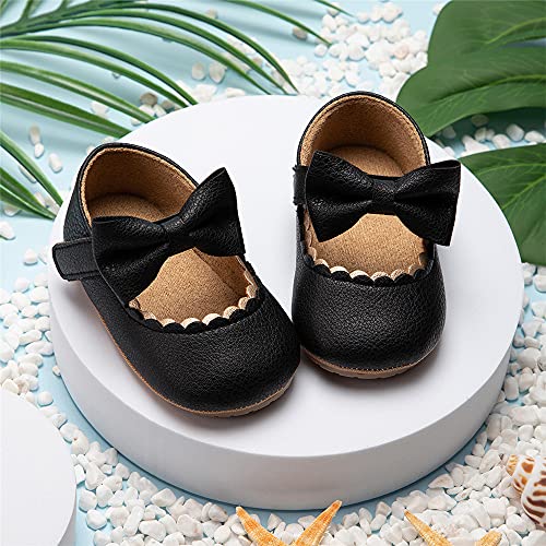 Meckior Infant Baby Girls Bowknot Mary Jane Flats Shoes Toddler Princess Wedding Dress Shoe Newborn Soft Rubber Sole Crib Sneaker Shoes - Image 4