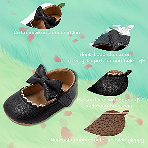 Meckior Infant Baby Girls Bowknot Mary Jane Flats Shoes Toddler Princess Wedding Dress Shoe Newborn Soft Rubber Sole Crib Sneaker Shoes - Image 5