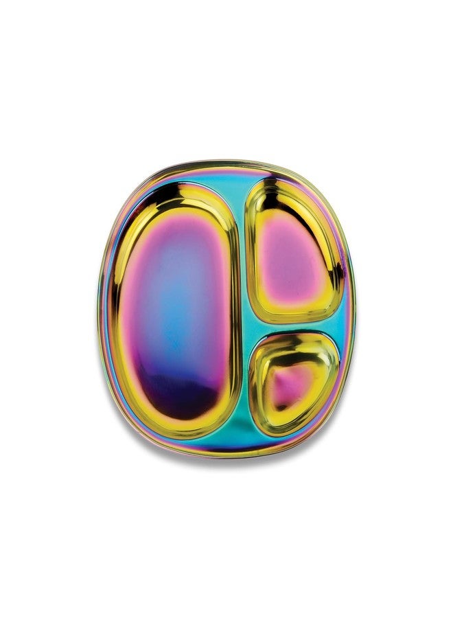 Ahimsa Stainless Steel Kids Plates - Divided Toddler Plates, Pediatrician Designed, Non Toxic Toddler Plate, BPA Free & Dishwasher Safe (Rainbow Single) - Image 1