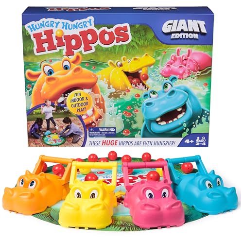 Spin Master Games Hungry Hungry Hippos Giant Edition Family Game for Indoor Outdoor Play with Oversized Board Preschool Activity Easter Gift 24 Players Ages 4 Up - Image 1