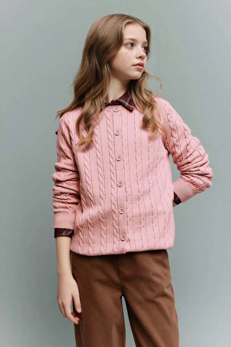 ديفاكتو Girl Crew Neck Cardigan