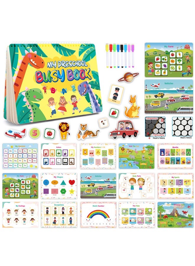 Early Toddler Educational Busy Book, 16 Different Theme Preschool Learning Activities Drawing Toys Book, Quiet Book for Kids to Develop Learning Skills, Gift Box Packaging - Image 1