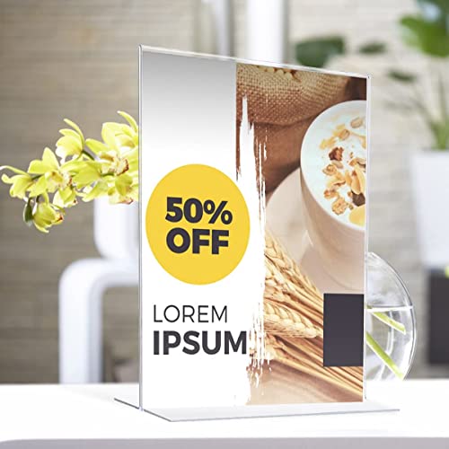 Shuban Acrylic Sign Holder Table Sign Holder Double Sided T Shape Clear Plastic Desktop Display Holder Vertical Menu Stand Sign Holders for School, Office, Hotel, Party (8.5 X 12 Inch (A/4) -4Pcs) - Image 4