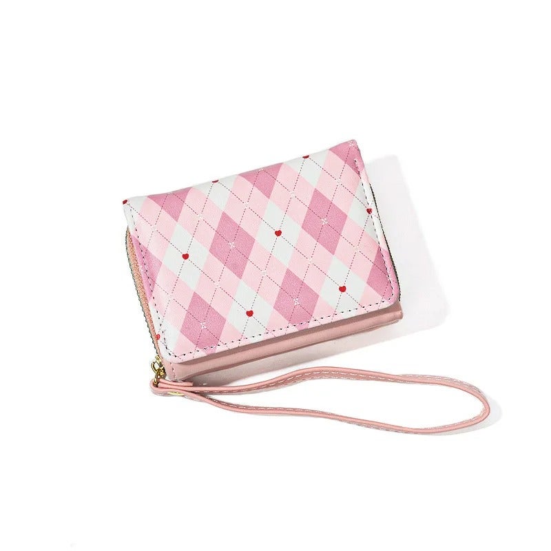 Leather Flip Wallet & Card Holder with Multiple Pockets - Pink