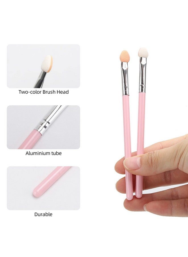 Tecbeauty 50Pcs Eye Shadow Brushesmakeup Brushes Eyeshadow Applicators Sponge Double Sided Reusable（Pink） - Image 2