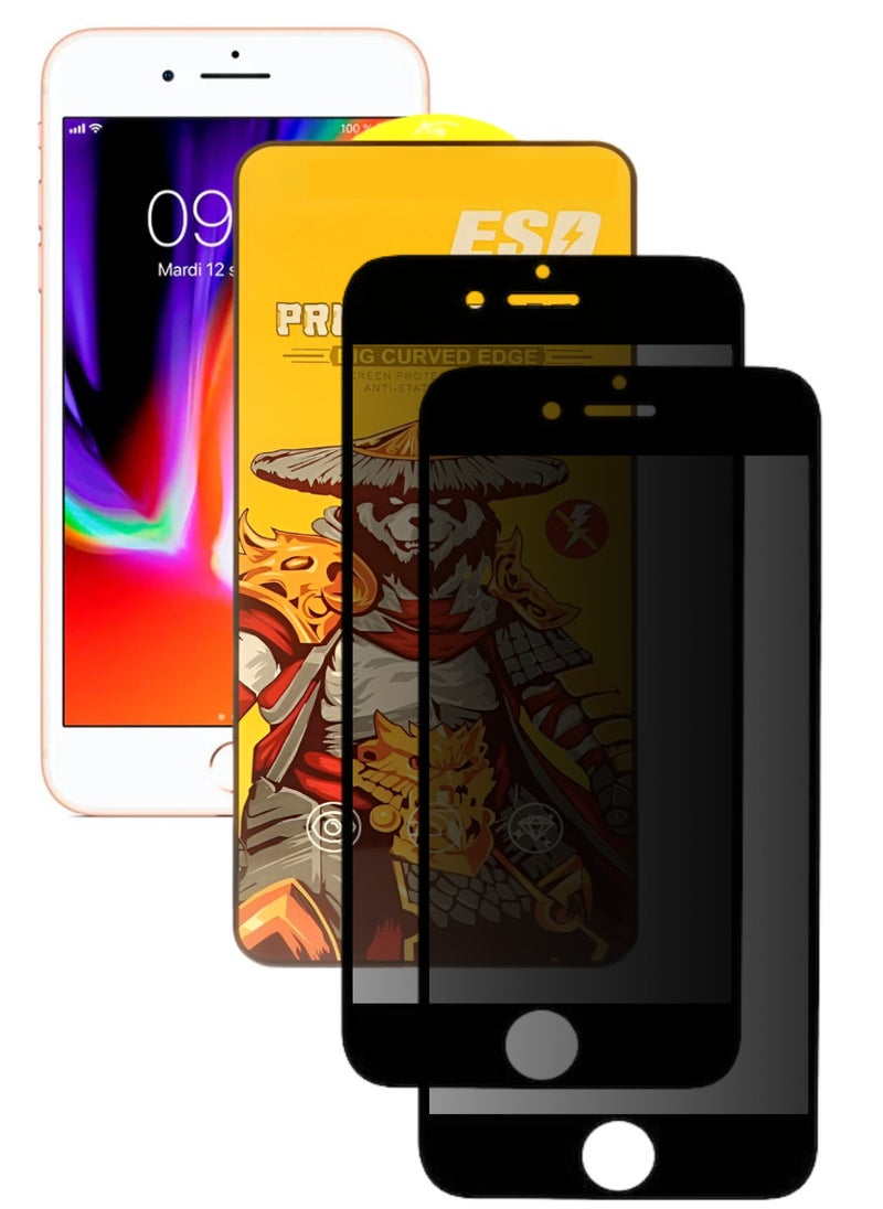 ESD 2 Pieces Tempered Dustproof Privacy Glass Screen Protector Compatible For iPhone 8 Plus - Image 1
