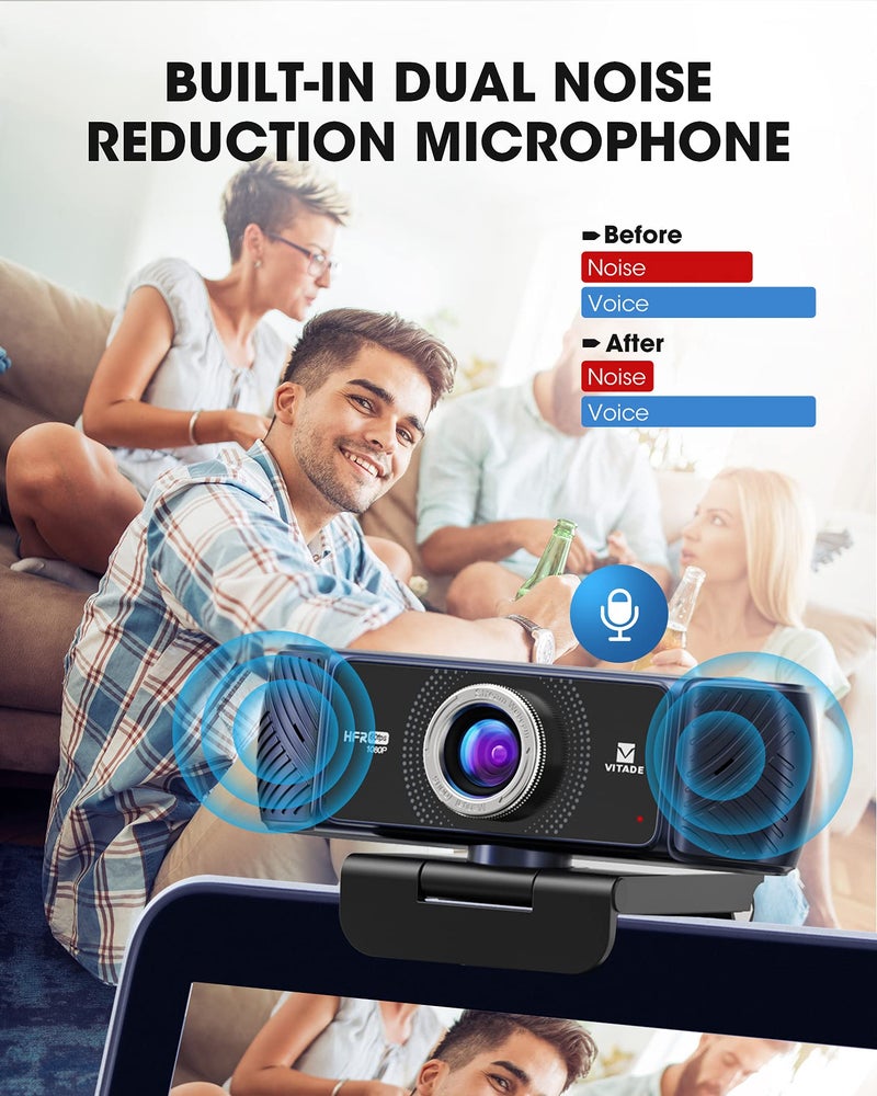 VITADE Webcam 1080P 60fps with Microphone for Streaming, 682H Pro HD USB Computer Web Camera Video Cam for Gaming Conferencing Mac Windows Desktop PC Laptop Xbox Skype OBS Twitch YouTube Xsplit - Image 2