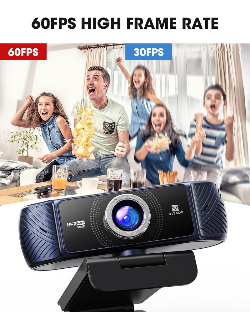 VITADE Webcam 1080P 60fps with Microphone for Streaming, 682H Pro HD USB Computer Web Camera Video Cam for Gaming Conferencing Mac Windows Desktop PC Laptop Xbox Skype OBS Twitch YouTube Xsplit - Image 3