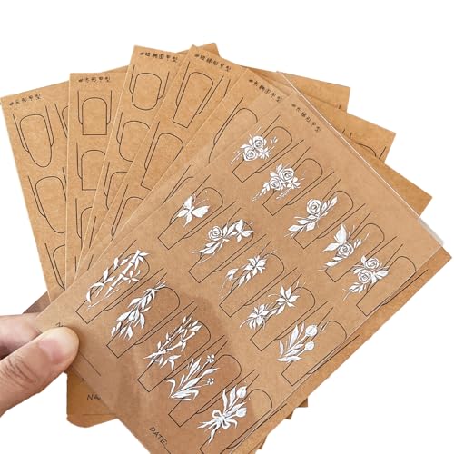 Grospe Nail Art Tools Practice Kit 6 Reusable Nail Design Training Cards with PVC Sheet Beginner Nail Supplies for Gel Polish HandPainting Essential Art Supplies for Manicure Learning - Image 1