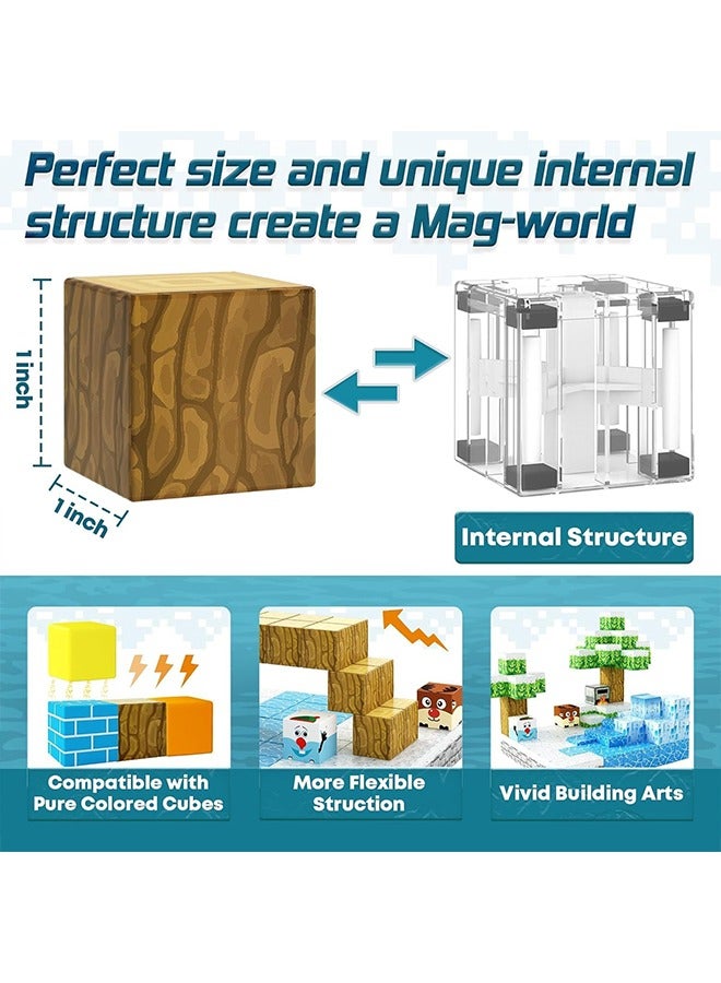 Beauenty 112PCS Magnetic Blocks for Boys  Girls Age 3-8  STEM Montessori Sensory Toys for Toddlers Gifts for 3+ Years Old Kids 2.5CM Magnet Cubes Must Haves Construction Toys (Ice and Snow World) - Image 3