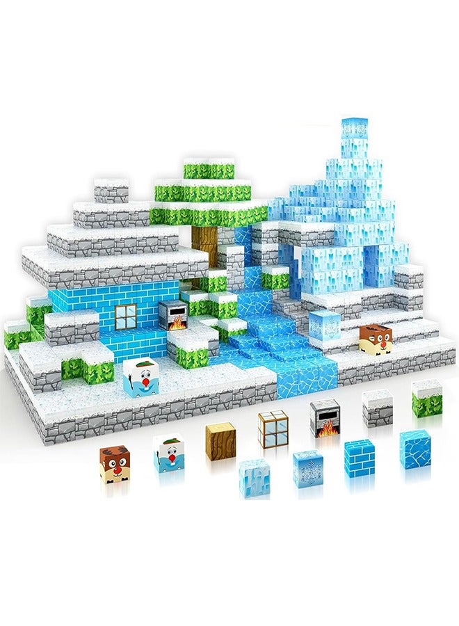 Beauenty 112PCS Magnetic Blocks for Boys  Girls Age 3-8  STEM Montessori Sensory Toys for Toddlers Gifts for 3+ Years Old Kids 2.5CM Magnet Cubes Must Haves Construction Toys (Ice and Snow World) - Image 1