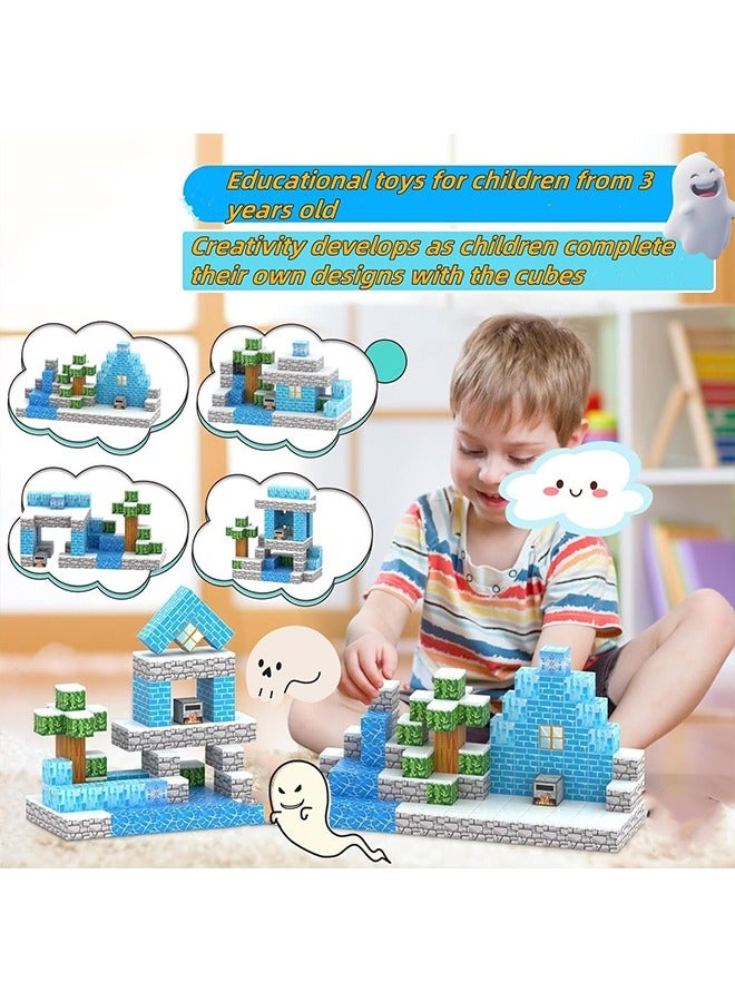 Beauenty 112PCS Magnetic Blocks for Boys  Girls Age 3-8  STEM Montessori Sensory Toys for Toddlers Gifts for 3+ Years Old Kids 2.5CM Magnet Cubes Must Haves Construction Toys (Ice and Snow World) - Image 4