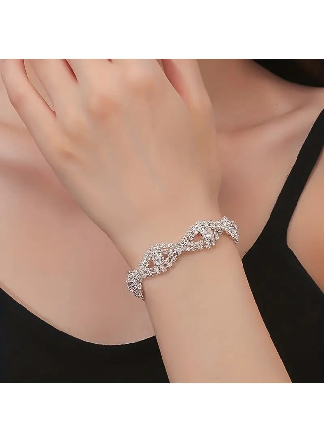 Goolsky 1pc Elegant Austrian Crystal Infinity Bracelet for Women - Classic Rhinestone Bangle, Sparkling Artificial Crystal, Ideal for Daily Wear & Special Occasions, Bracelet - Image 3