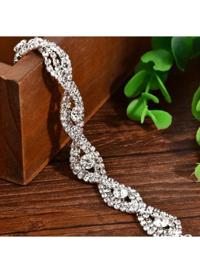 Goolsky 1pc Elegant Austrian Crystal Infinity Bracelet for Women - Classic Rhinestone Bangle, Sparkling Artificial Crystal, Ideal for Daily Wear & Special Occasions, Bracelet - Image 4